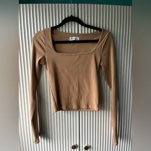 Hollister Tan Long Sleeve Women's Blouse